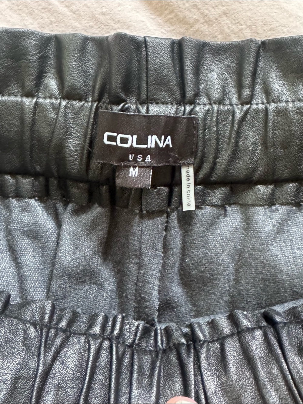 Colina Faux Leather High-Waist Drawstring Pocket Shorts - Picture 4 of 6